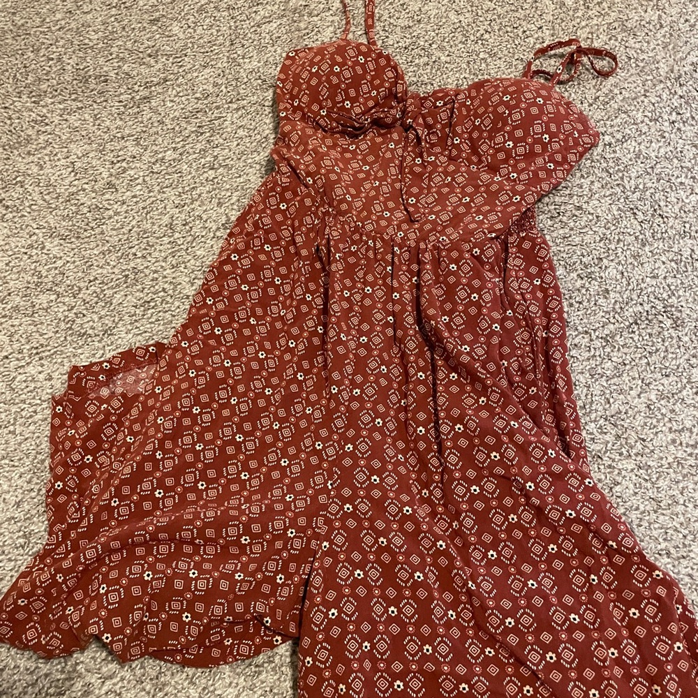 AUW Red Geometric Maxi Dress